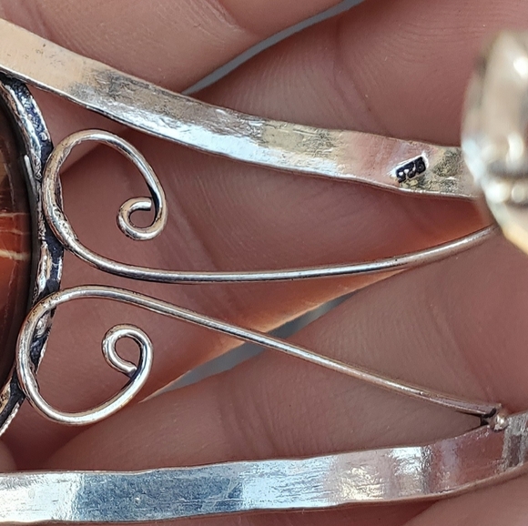 New Red Jasper 925 Silver Cuff Bracelet. - Picture 6 of 11